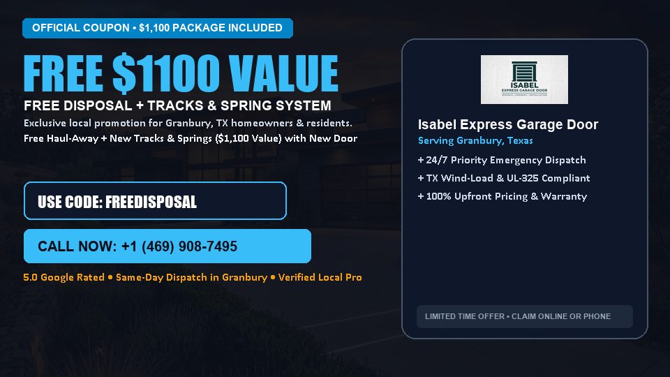 Isabel Express Garage Door FREE Haul-Away & Heavy-Duty Tracks with New Door in Granbury, TX